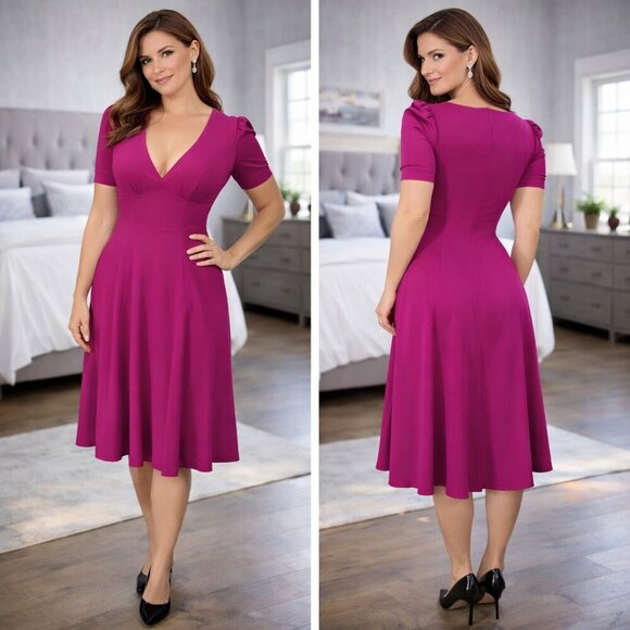 Gucci Magenta Pink Surplice Pleated Silk Barbiecore Midi Dress $1175
